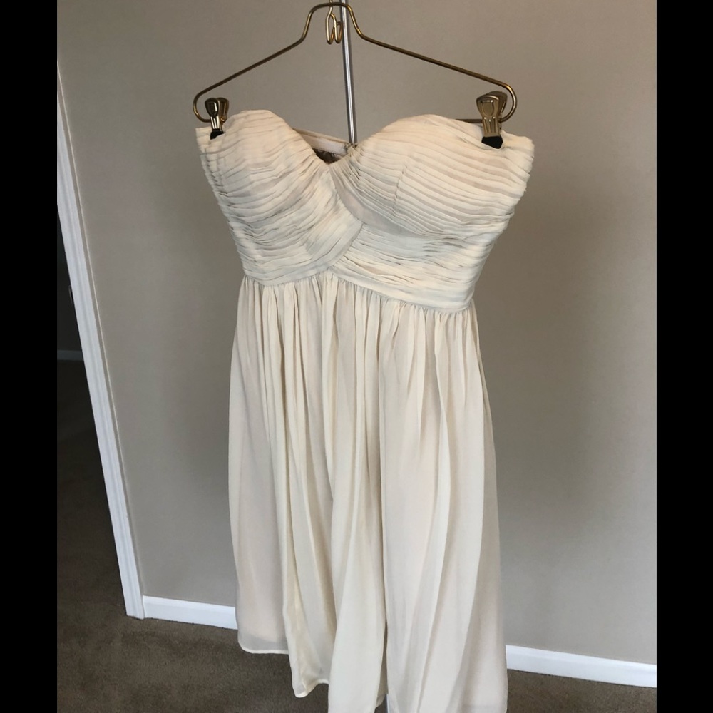 Donna Morgan Strapless Champagne Dress Size 4 dry cleaned Free Shipping - Picture 6 of 13